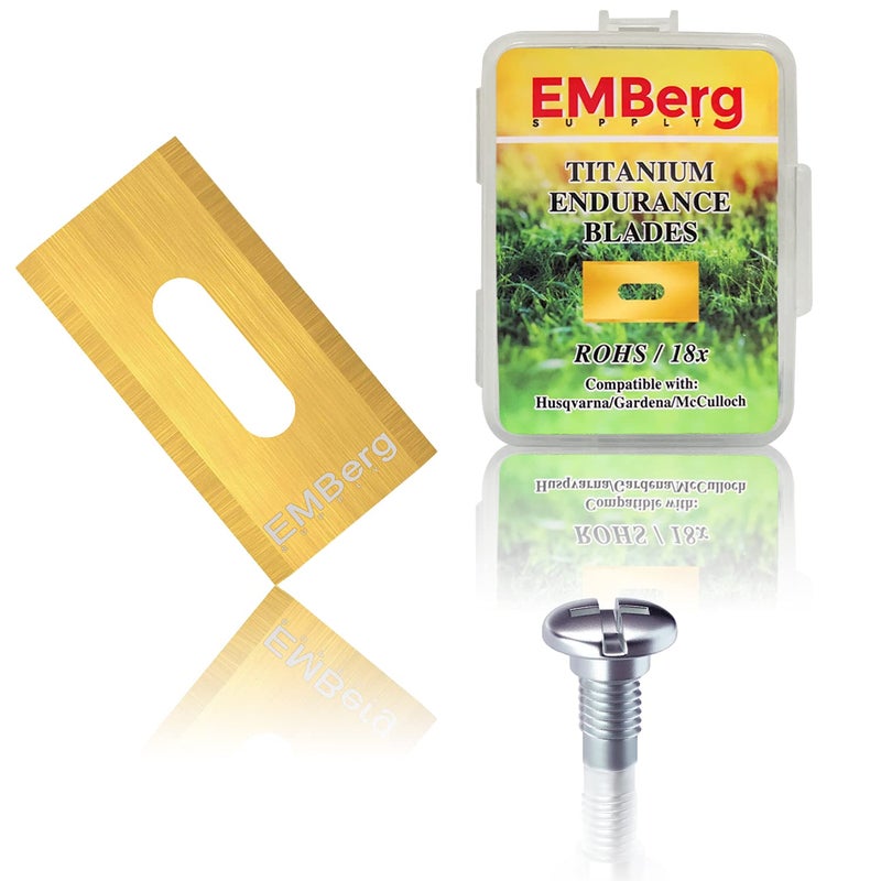 EMBergSupply EMBerg Endurance Blades (18 Pack) for Husqvarna Automower Gardena McCulloch Robotic Lawnmower Mowing Lawn Mower Robo Robot Accessories Replacement Blade for 315 430 435 450 Others. (Titanium Coated) - Image 2